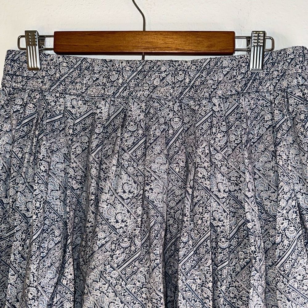 American Eagle Womens Blue & White Linen Blend Boho Pleated Elastic Waist Skirt - Picture 8 of 9